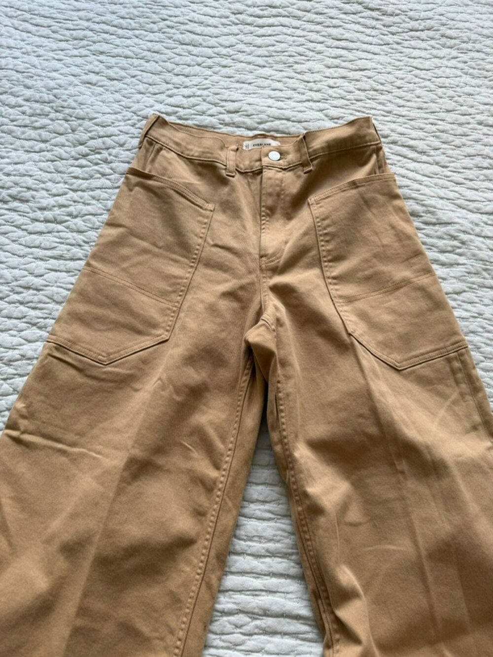 Everlane Wide-Leg Workwear Pants in Camel Tan 28R - Picture 5 of 7